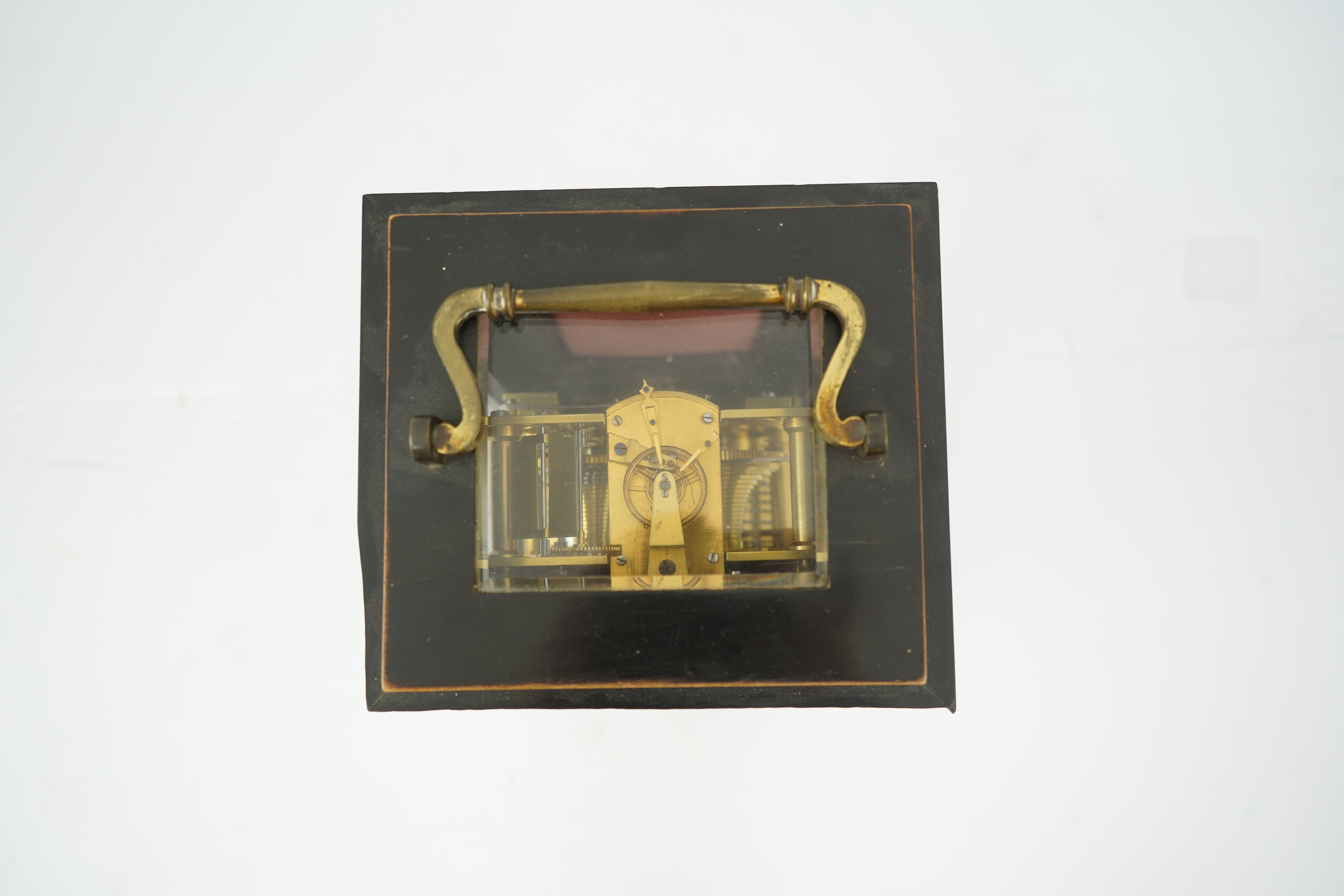 A mid-19th century ebonised double fusee mantel clock by Jacobs and Lucas, 7, Whitefriargate, Hull